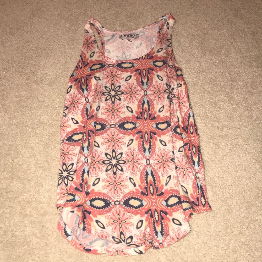 coral and blue tank top
